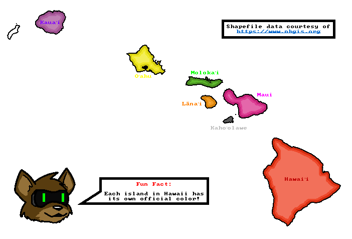 A map of Hawaii showing county borders.
